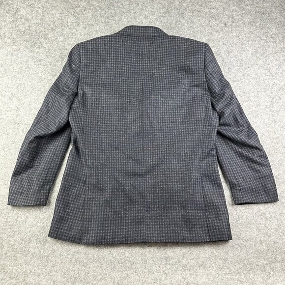 Baroni Blazer Mens 38R Blue Silk Wool Mini Plaid Check Sport Coat Woven in Italy - Picture 4 of 14